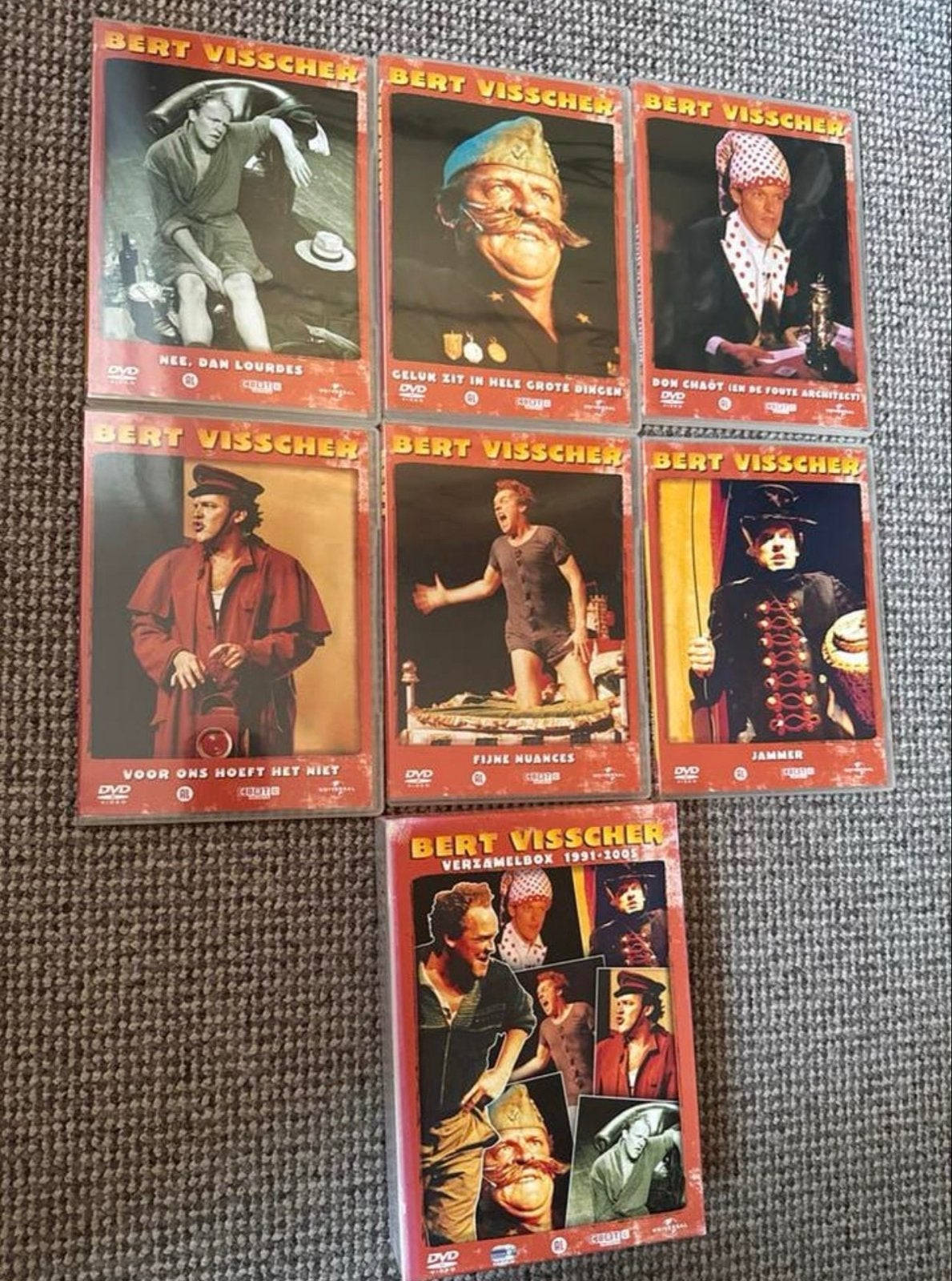 Bert Visscher DVD Verzameling - 7 Shows & Verzamelbox, Alle leeftijden, Ophalen of Verzenden, Zo goed als nieuw, Stand-up of Theatershow