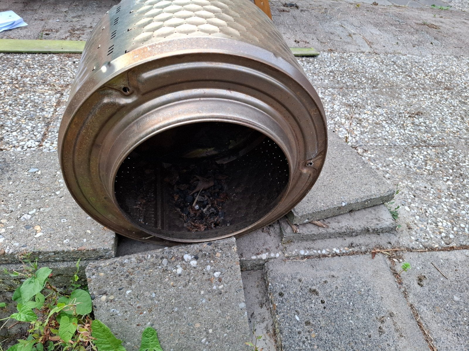 Wasmachine trommel voor vuurkorf, Ophalen