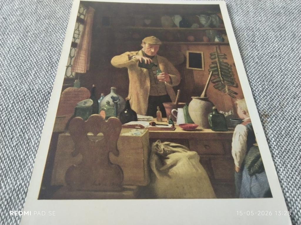 Zwitserse Ansichtkaart Albert Anker: Der Dorps apotheker., Ophalen of Verzenden, Voor 1920, Ongelopen