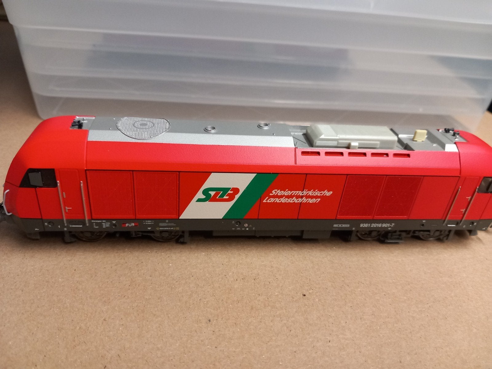 Märklin Elektrische Diesellocomotief STLB Rood, Wisselstroom, Gebruikt, Locomotief, Ophalen of Verzenden