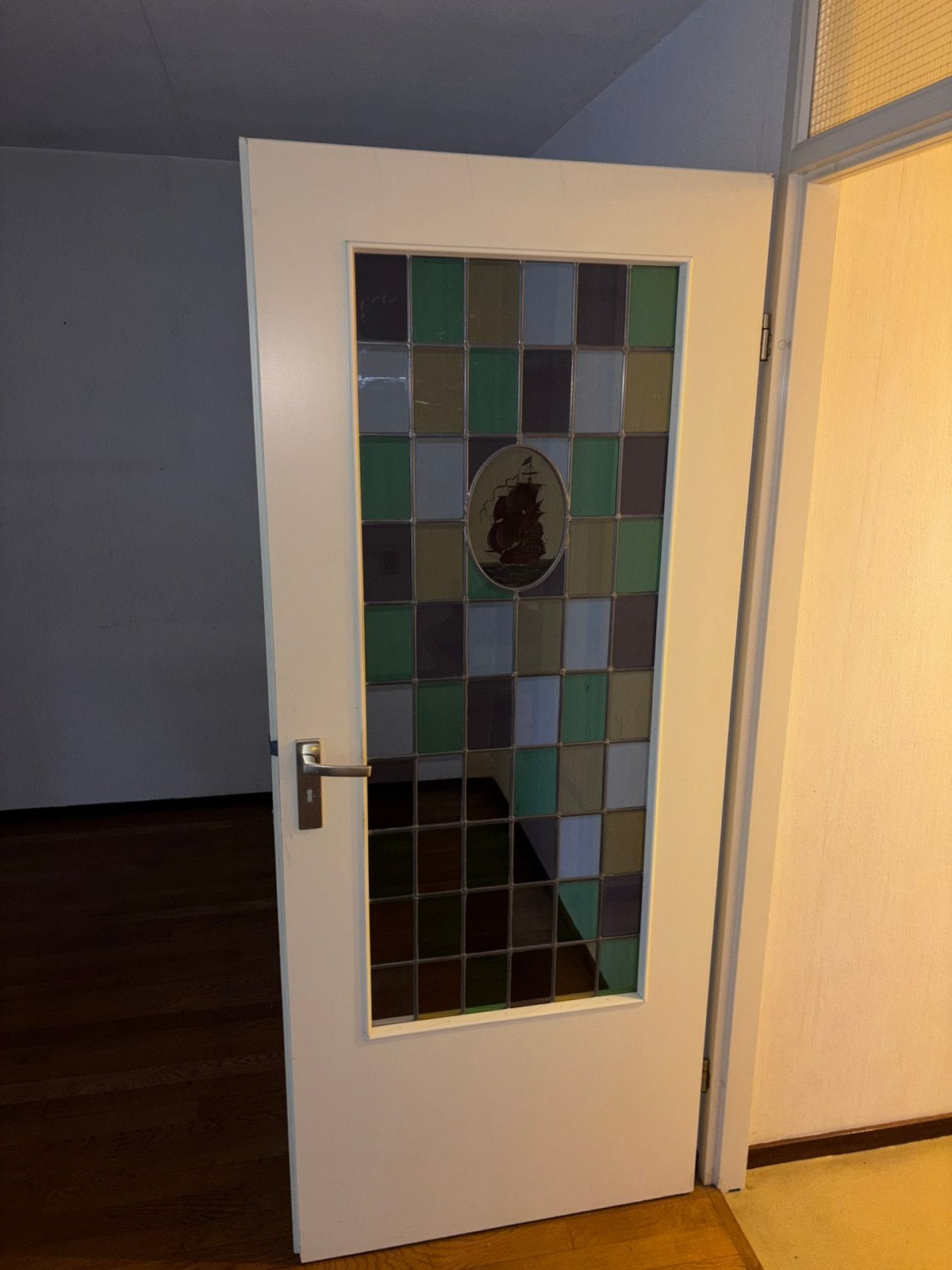 Deur met glas in lood, Ophalen, Gebruikt, Binnendeur, Glas
