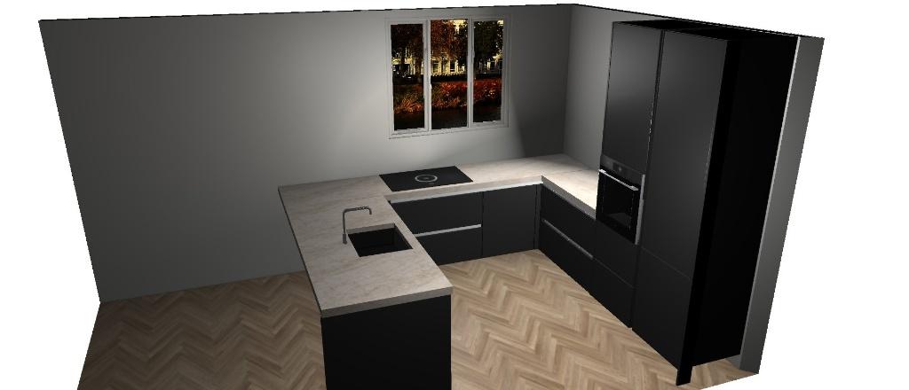 Maatwerk Schroder keuken, Miele apparatuur ,stenen werkblad., U-keuken, Zwart, Nieuw, Ophalen of Verzenden