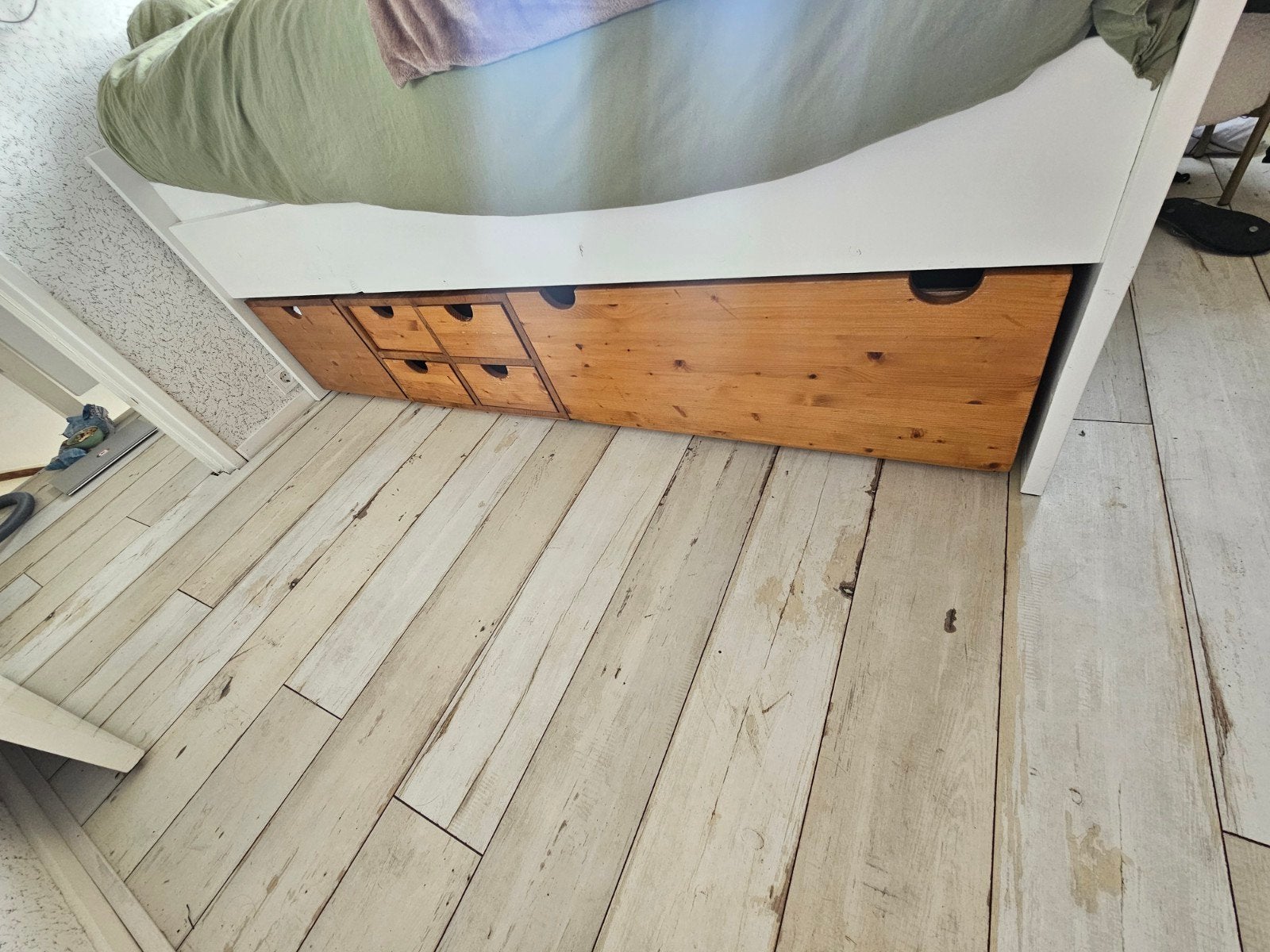 Tweepersoonsbed 140x200 met lattenbodem en lades, Ophalen, Gebruikt, Wit, Tweepersoons