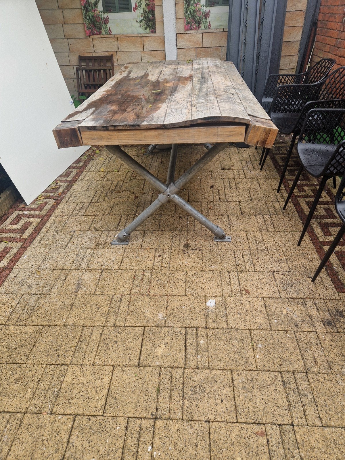 Stevige metalen tafelpoten - kruisframe, Ophalen, Tafelpoot, Gebruikt, 50 tot 100 cm