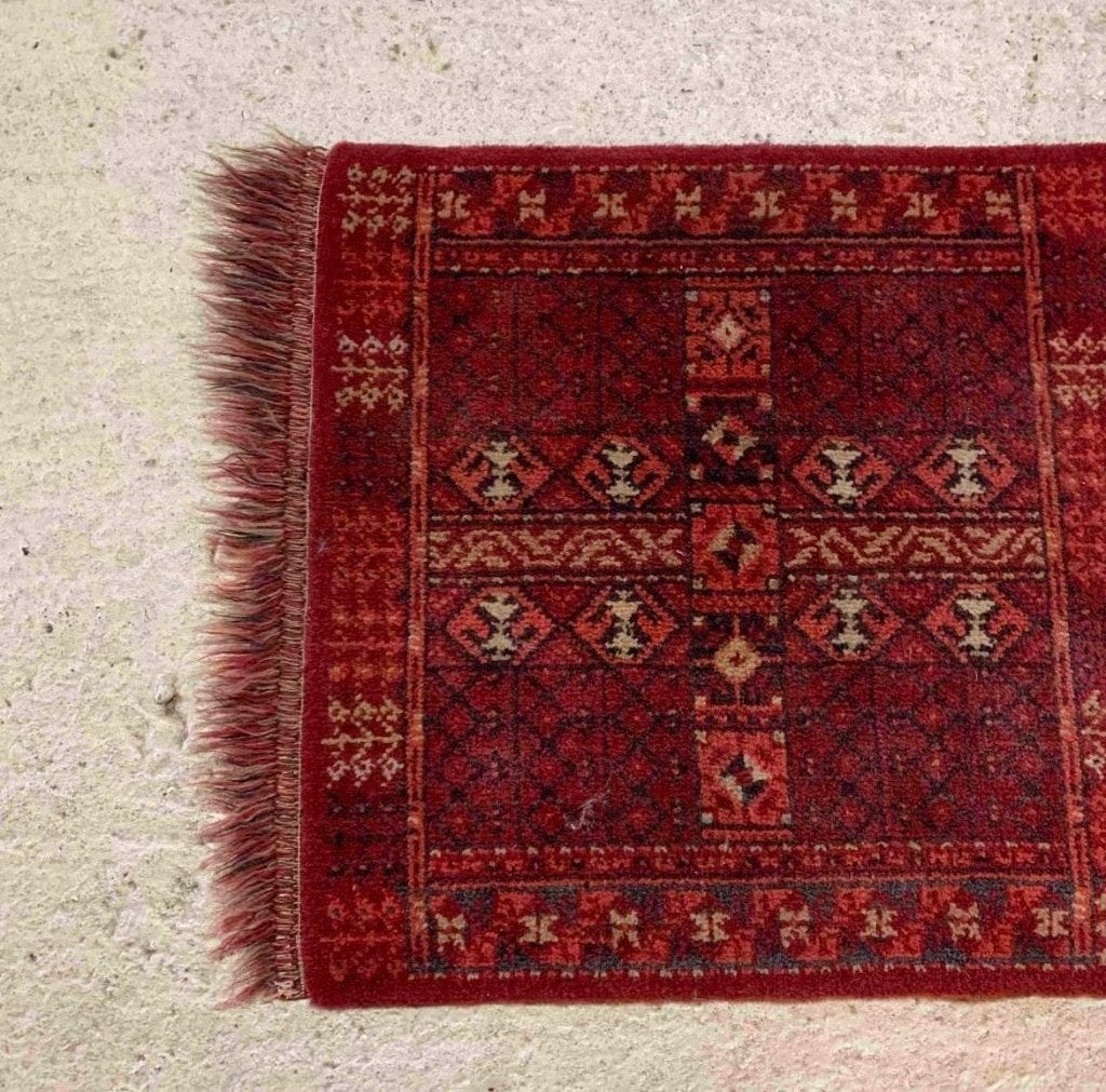 Vintage vierkant tapijt roestbruin tinten 48/48, Vierkant, Ophalen of Verzenden, Zo goed als nieuw, Mon Plaisir 19, Etten-Leur, Netherlands