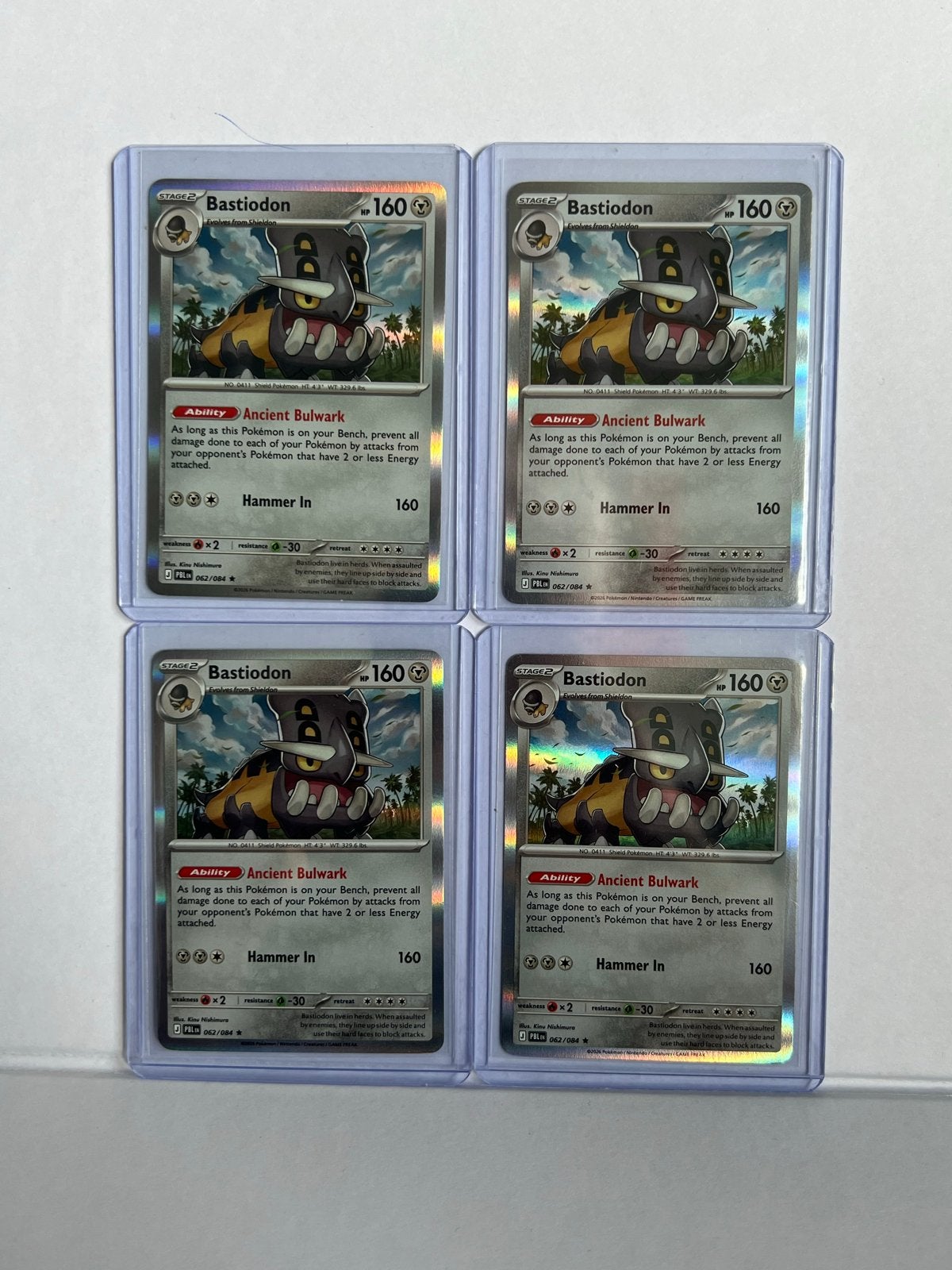 4x Bastiodon Hollow 62/84 - Pokémon Kaarten mint, Ophalen of Verzenden, Zo goed als nieuw, Meerdere kaarten, Foil