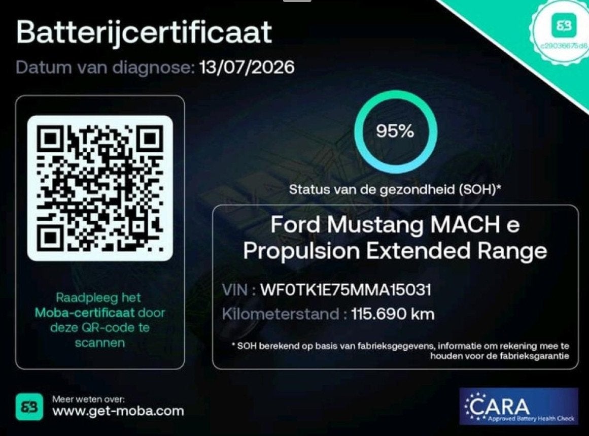 Ford Mustang Mach-E Extended RWD 98 kWh 95% SOH LONG RANGE, Auto's, Dealer onderhouden, Gebruikt, 610 km, 133 min