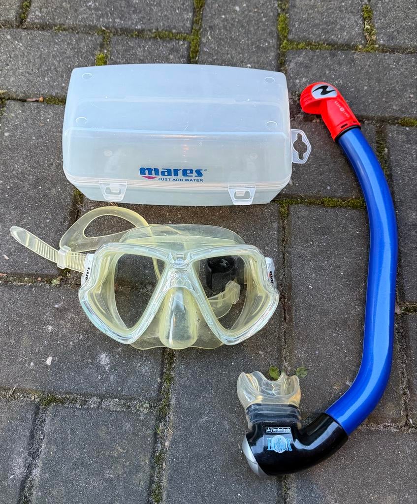 Mares X-Vision duikbril met Aqua Lung snorkel, Ophalen of Verzenden, Gebruikt, Duikbril of Snorkel
