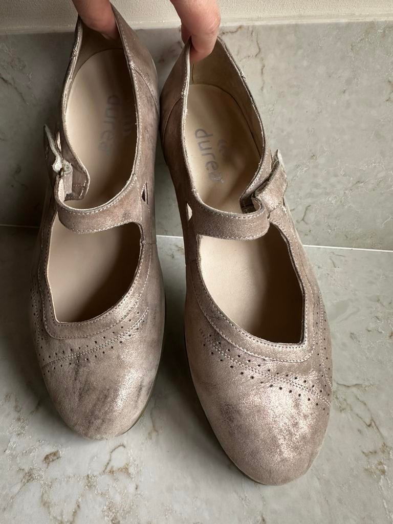Durea lederen schoenen mt. 40,5, Kleding | Dames, Schoenen, Ophalen of Verzenden, Zo goed als nieuw, Beige, Ballerina's