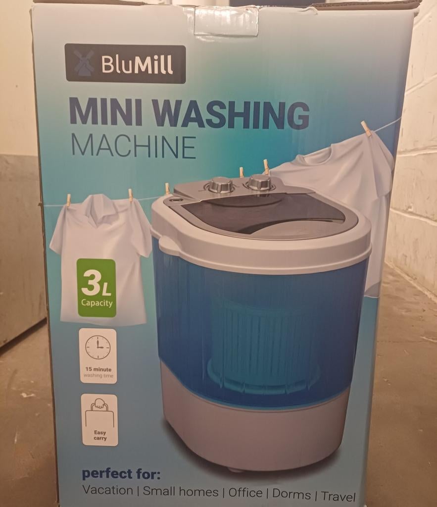 BluMill Mini Wasmachine 3L - Nieuw in doos, Witgoed en Apparatuur, Wasmachines, Minder dan 4 kg, Ophalen, Nieuw, Bovenlader