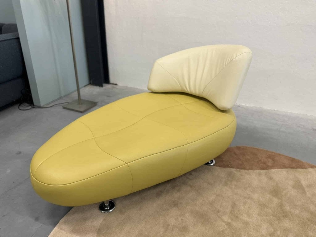 2 Leolux Kikko Chaise Longue Fauteuil Groen creme leer Bank, Leolux, Info@leolux.nl, 150 tot 200 cm, Tweepersoons
