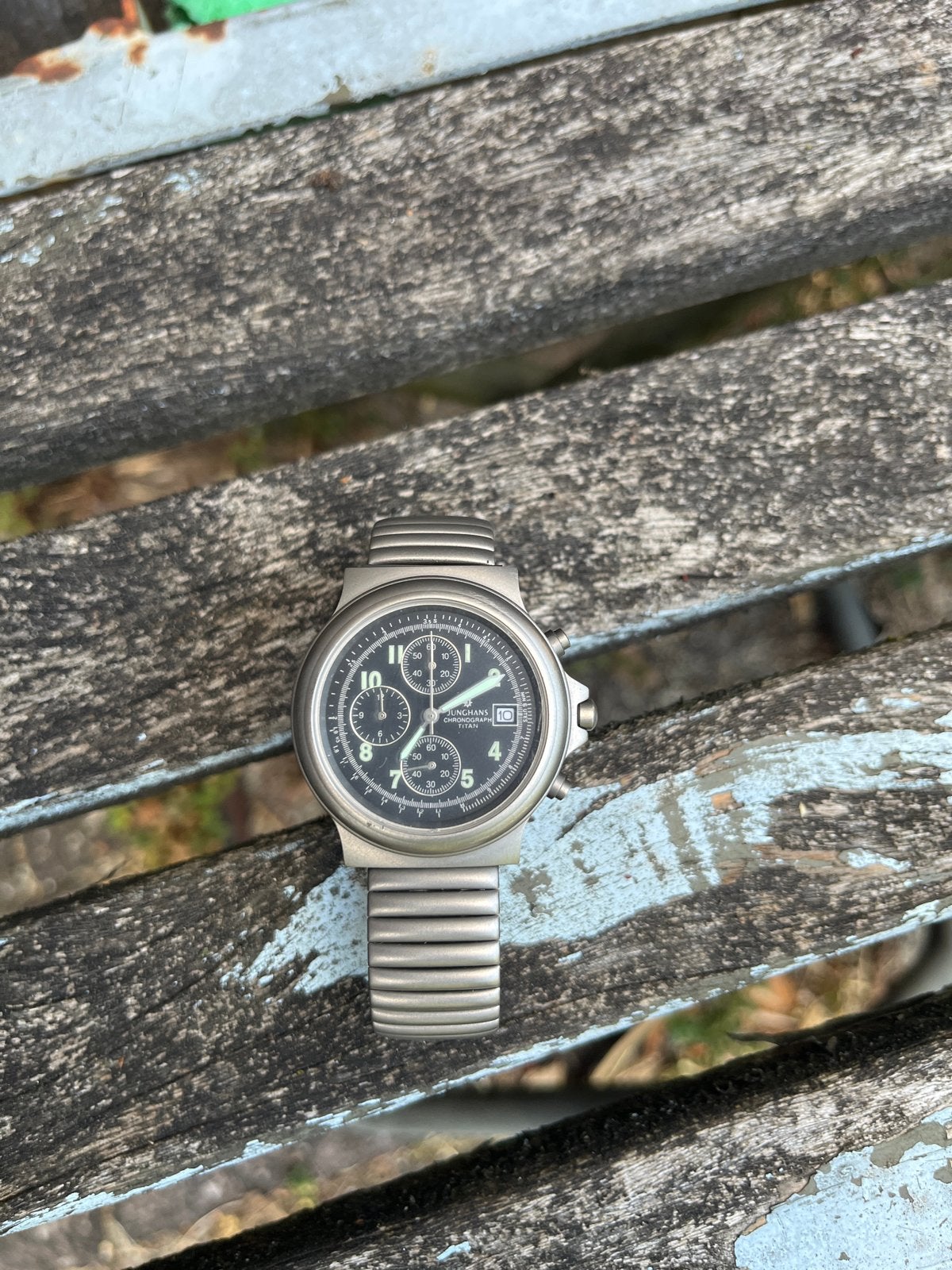 Junghans Chronograaf Titanium Herenhorloge, Overige merken, Overige materialen, Gebruikt, Polshorloge