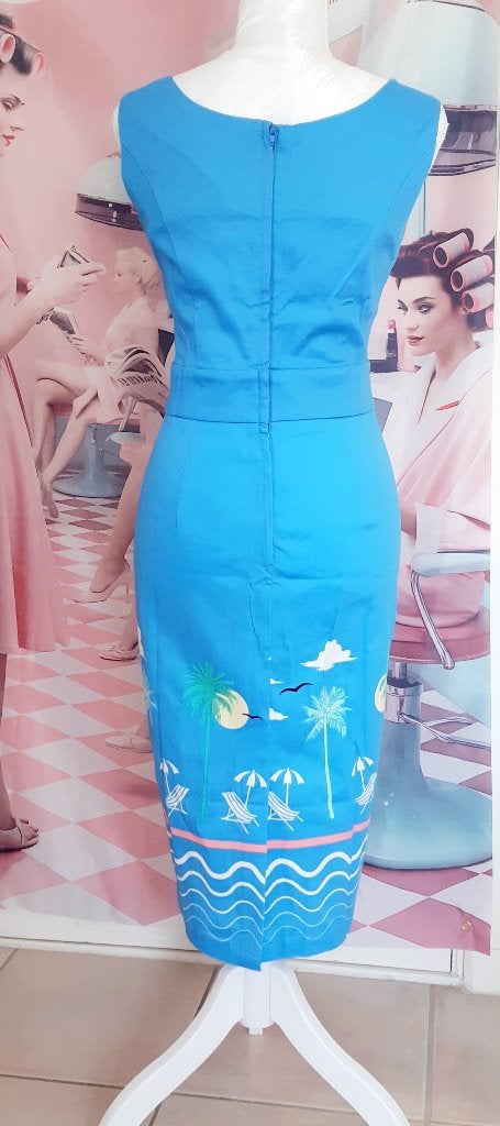 Fifty's Banned Pin-up pencil wiggle dress new, Maat 42/44 (L), Nieuw, Banned, Onder de knie