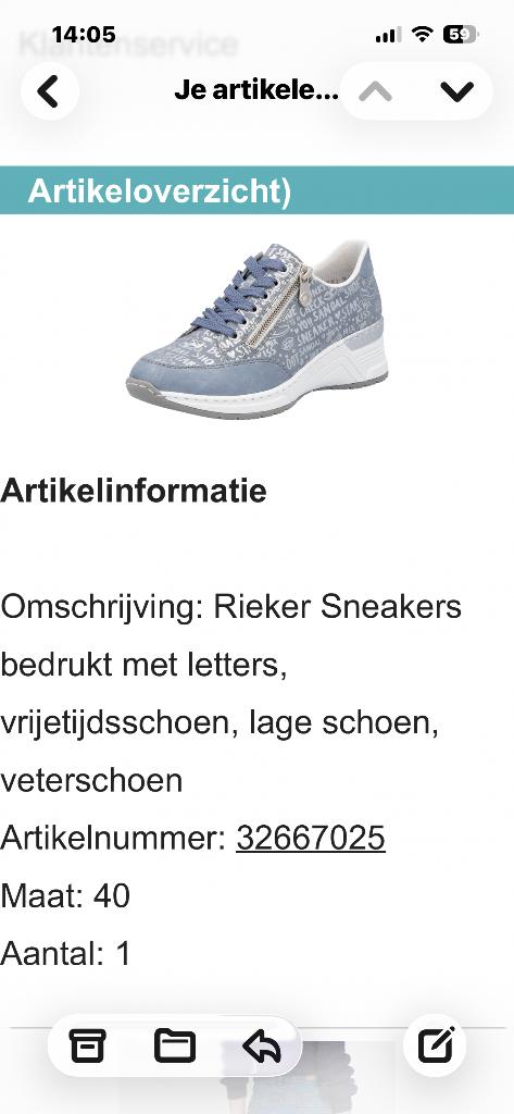 Rieker schoenen, Kleding | Dames, Schoenen, Blauw, Ophalen of Verzenden, Rieker, Sneakers of Gympen