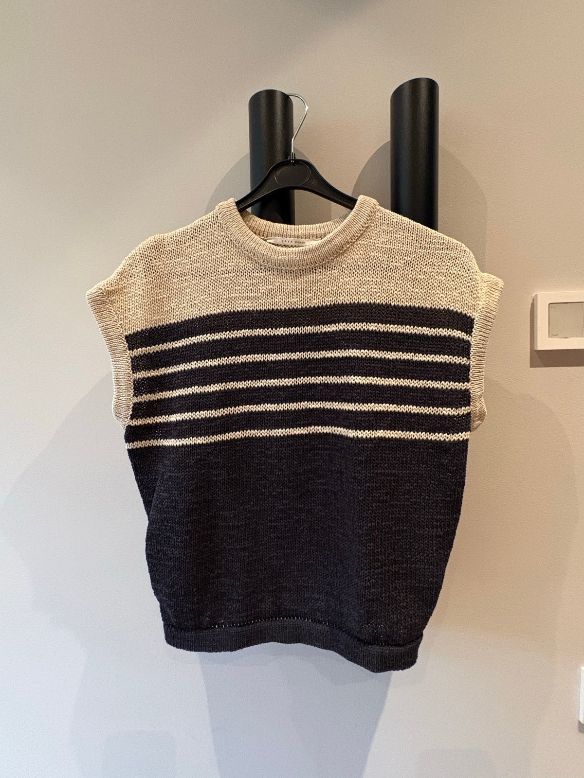 YAYA Women gestreepte gebreide top - Zo goed als nieuw, Verzenden, Zo goed als nieuw, Maat 36 (S), Beige