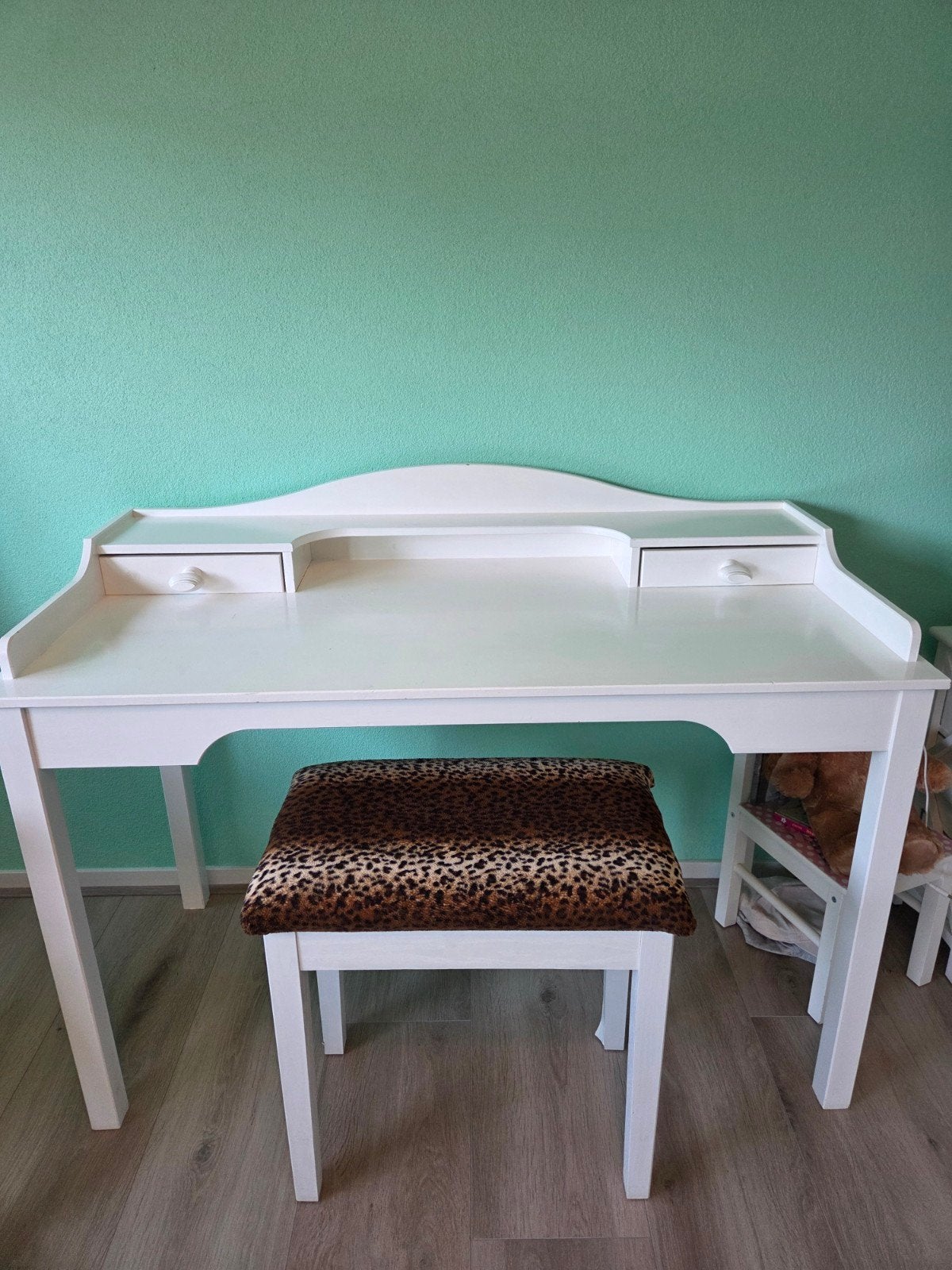 Witte kaptafel met krukje en opbergruimte, Ophalen, Klassiek, modern, Gebruikt, 100 tot 150 cm