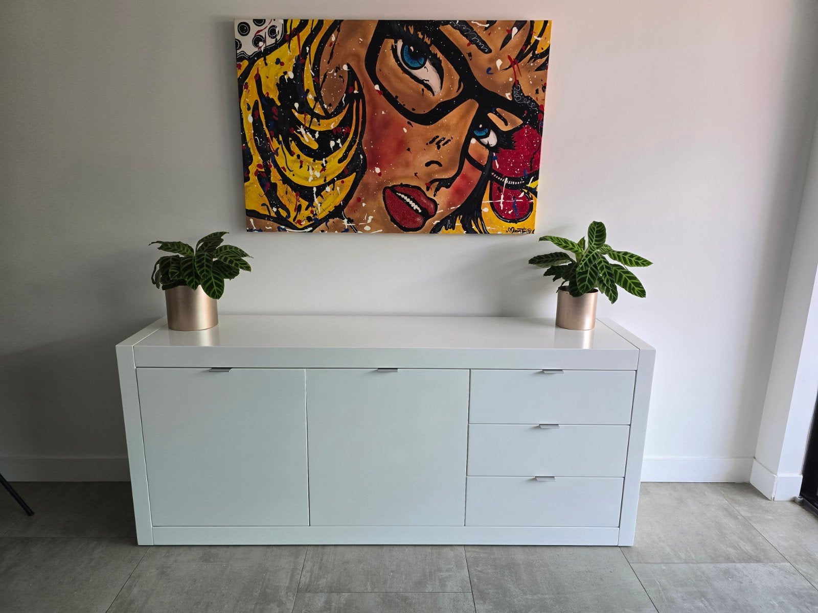 Goossens Dressoir Wit Hoogglans - 190x45x80 cm, Ophalen, Overige materialen, Gebruikt, 150 tot 200 cm