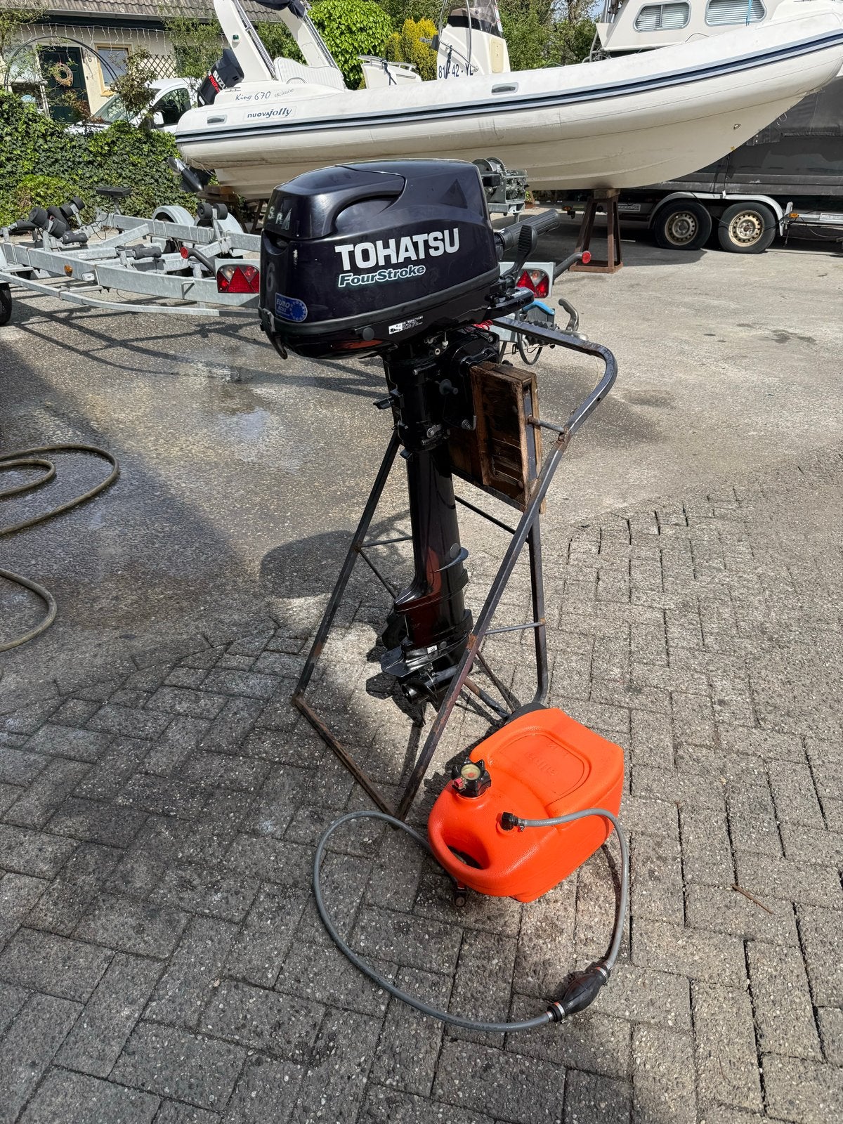 Tohatsu 6 pk ultra langstaart buitenboordmotor, Watersport en Boten, Ophalen, 5 tot 10 pk, Viertaktmotor, Zo goed als nieuw
