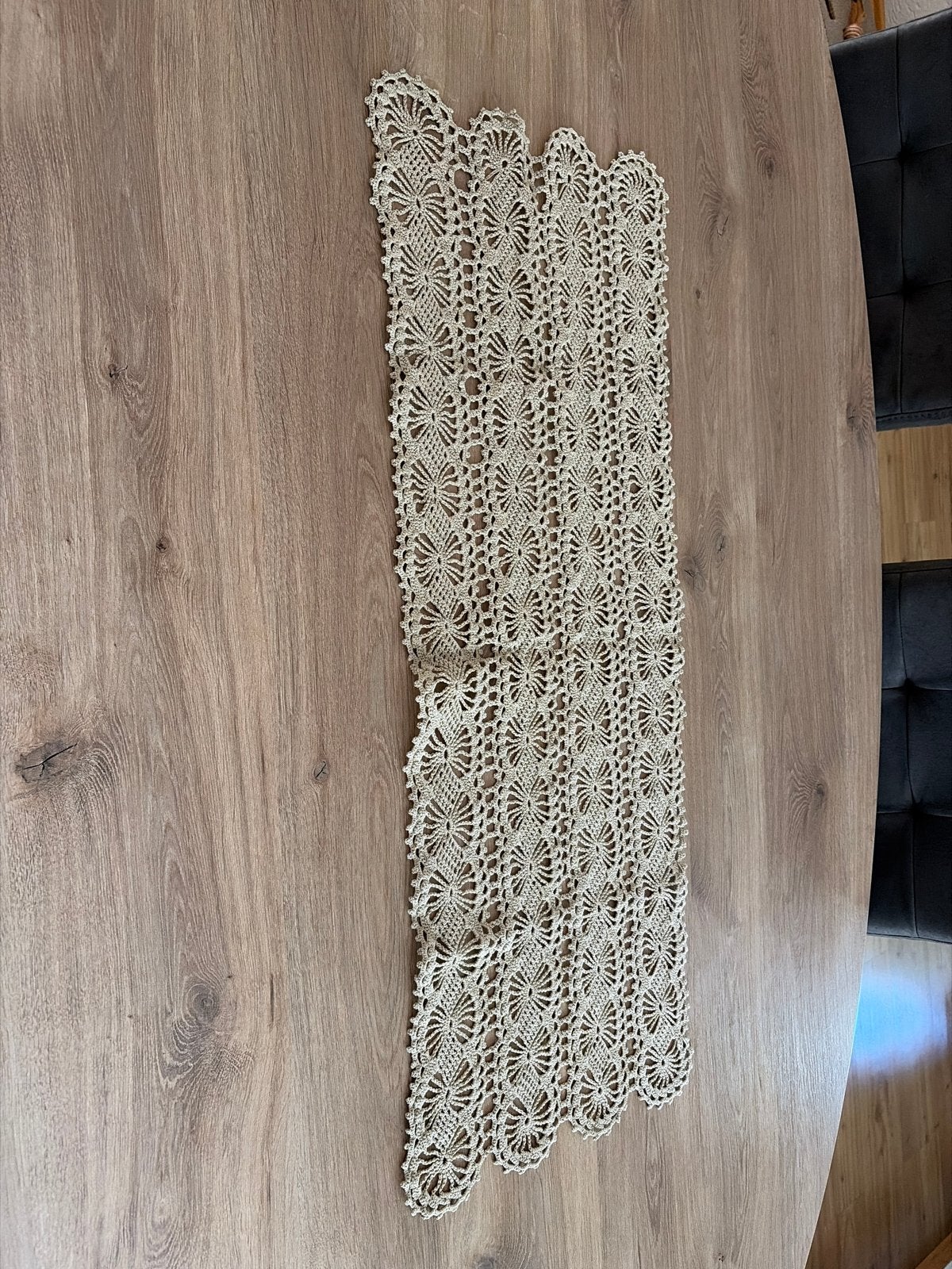 Handgemaakte gehaakte tafelloper - Beige, Ophalen of Verzenden, Katoen, Tafelloper, Beige
