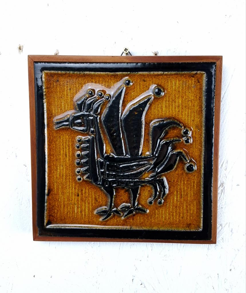 Vintage keramieken wandreliëf tegel Porsgrund, Ophalen of Verzenden