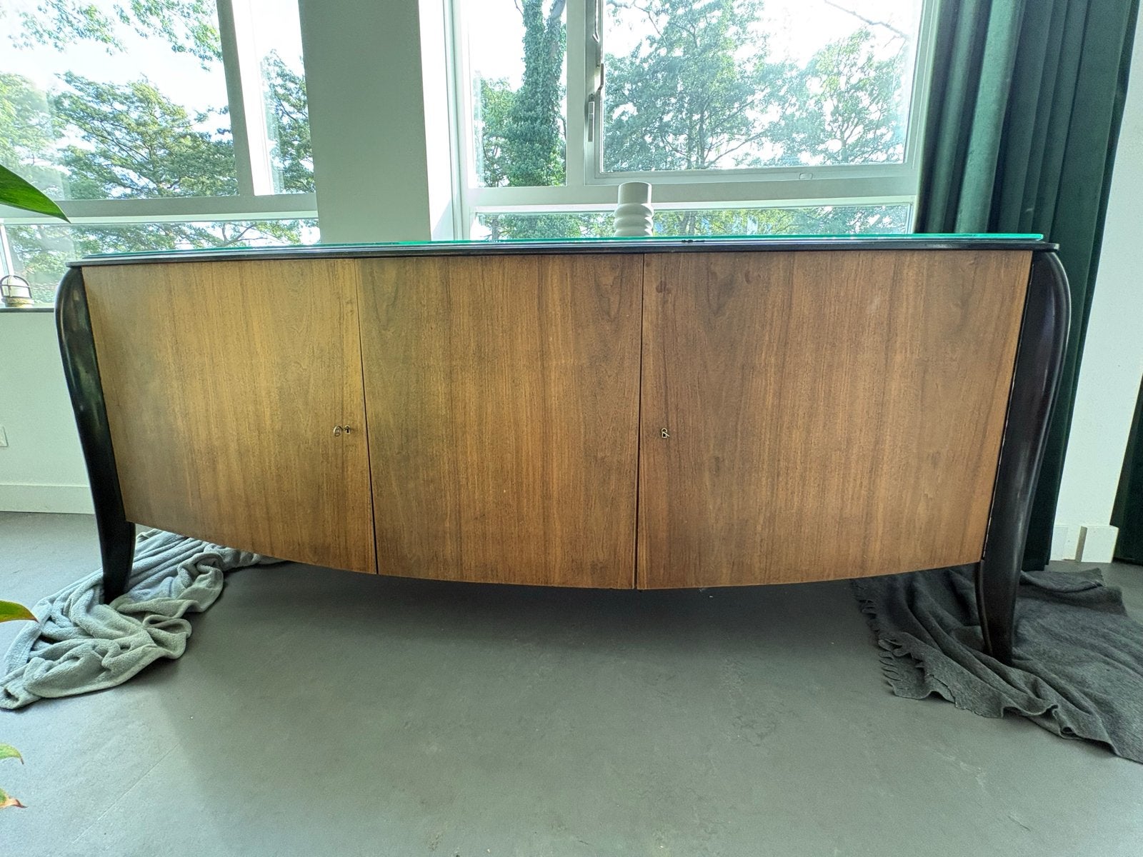 Vintage Art Deco Dressoir met Glazen Blad, Antiek en Kunst, Ophalen of Verzenden
