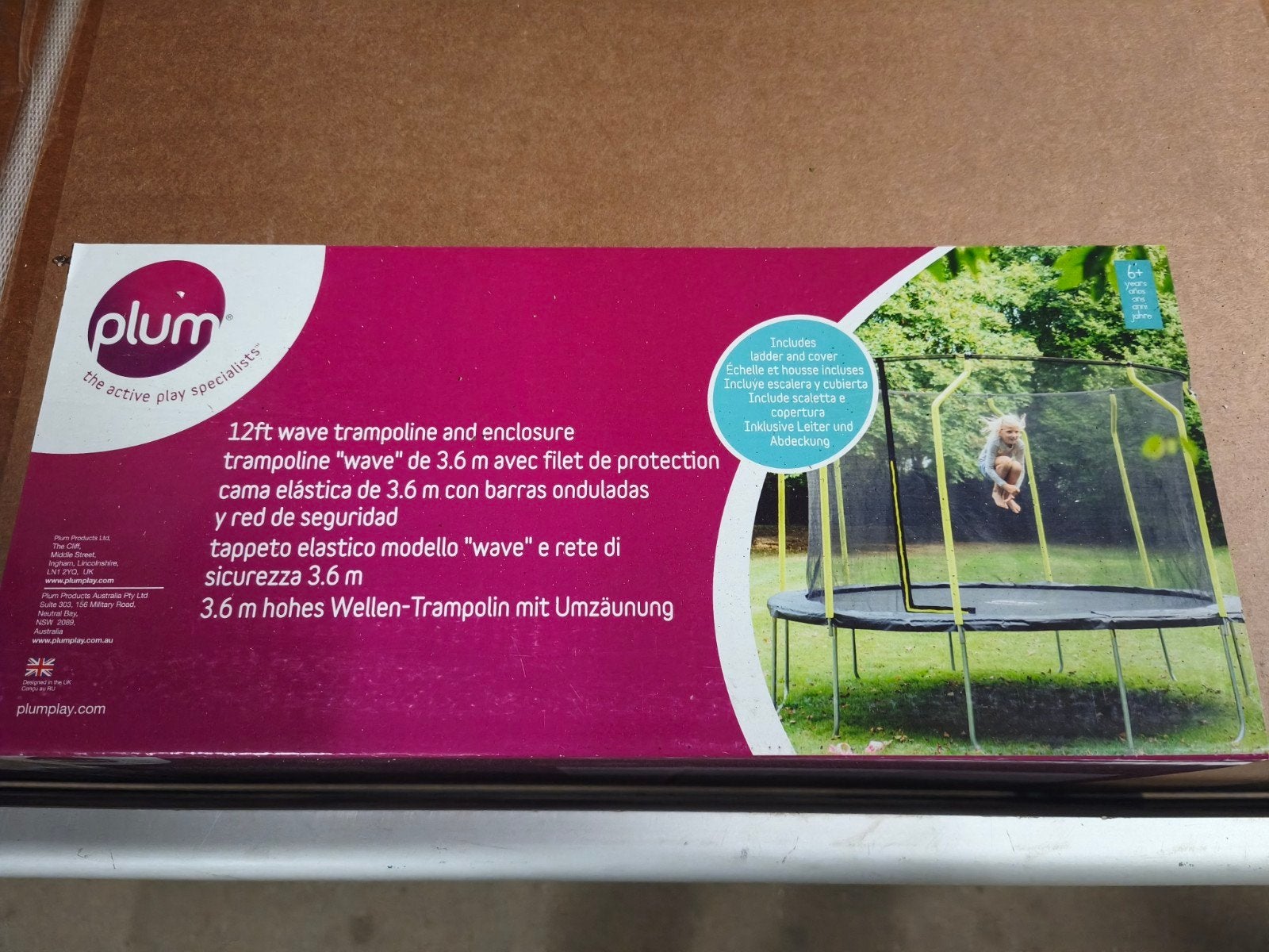 Plum 3.6 m Wave Trampoline met Veiligheidsnet - Nieuw in doo, Ophalen, Nieuw