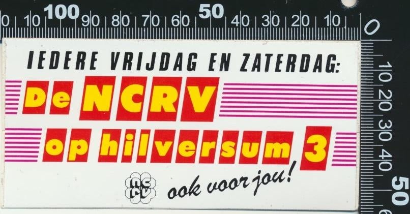 Sticker: NCRV - De NCRV op Hilversum 3, Verzamelen, Stickers, Ophalen of Verzenden, Zo goed als nieuw, Film, Tv of Omroep