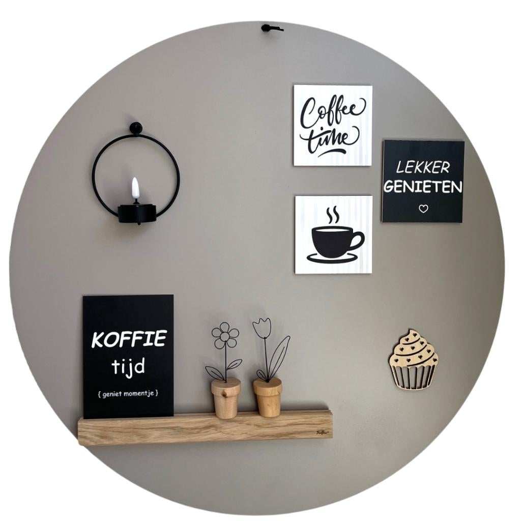 Magneetbord Taupe Rond 60 cm – Hippe Wanddecoratie van Staal, Huis en Inrichting, Ophalen of Verzenden, Nieuw, Magneetbord