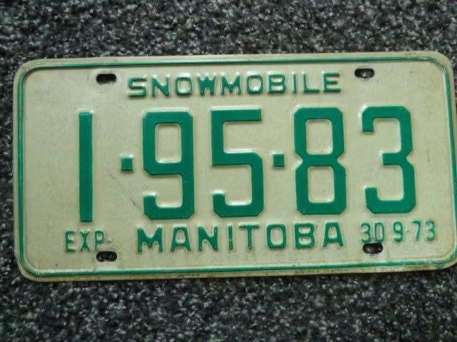 Kentekenplaat licenseplate Manitoba Snowmobile 1973 Canada, Ophalen of Verzenden, Gebruikt, Auto's