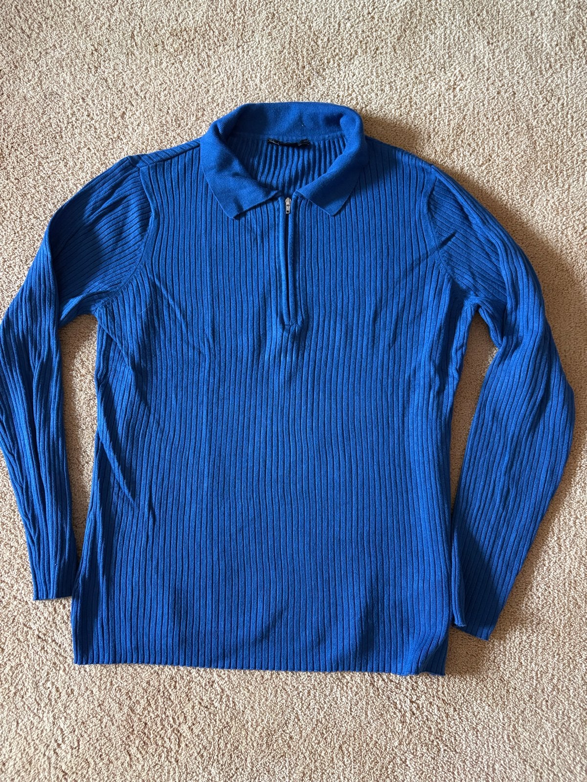 Esmara geribbelde trui met rits - Blauw, Ophalen of Verzenden, Zo goed als nieuw, Maat 42/44 (L), Blauw