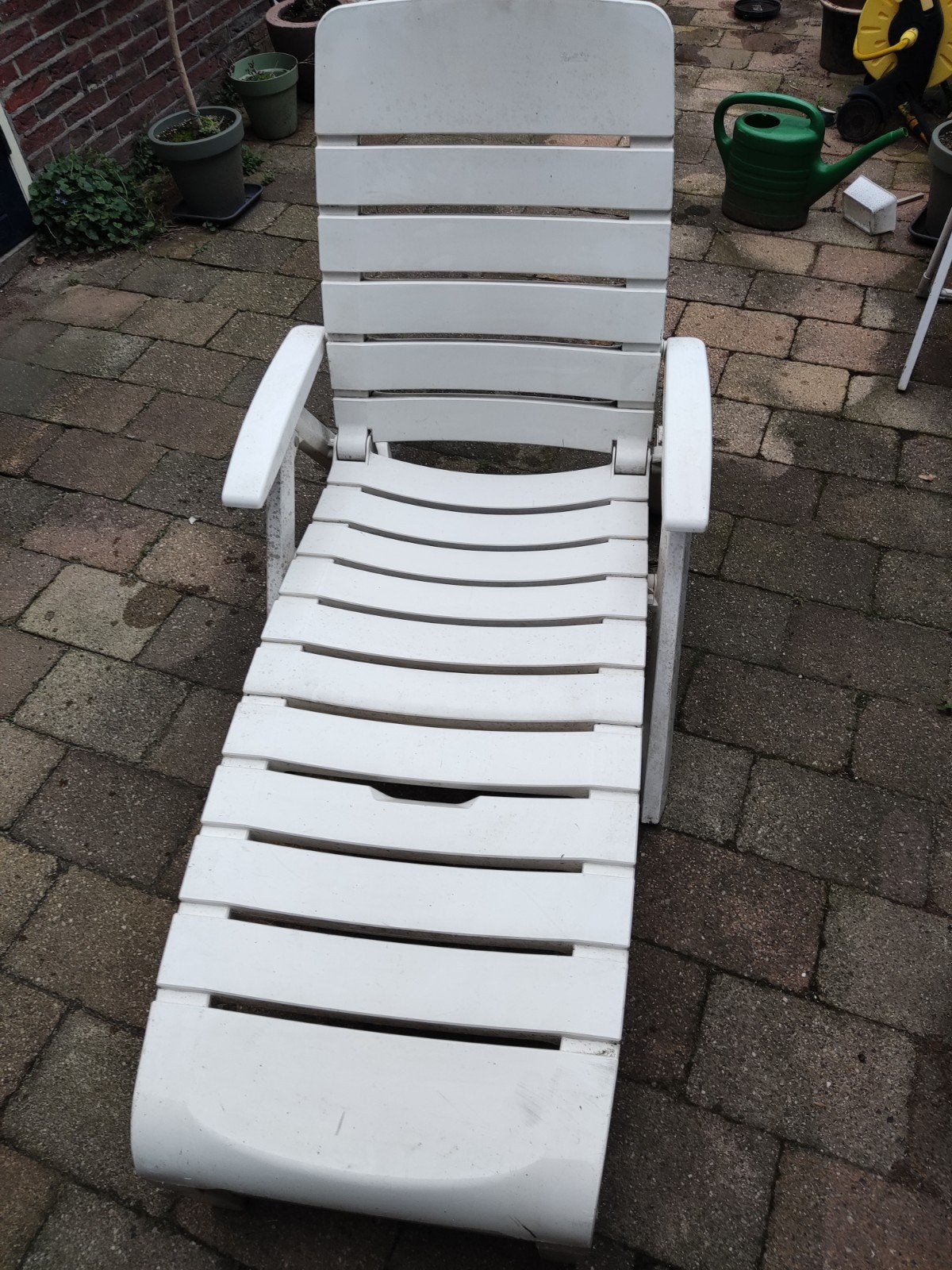 Hartman Sunlounger Ligstoel - Wit, Verstelbaar & Verrijdbaar, Tuin en Terras, Ophalen, Gebruikt, Kunststof, Verstelbaar