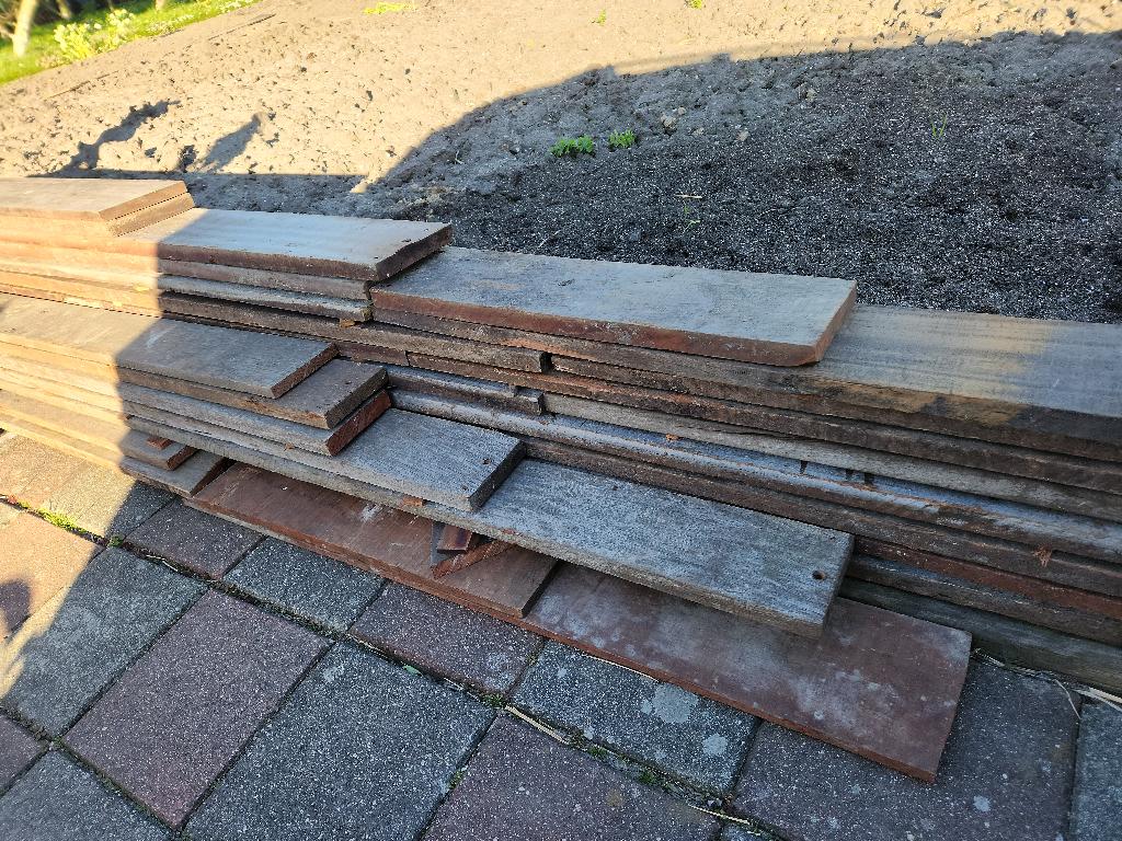 partij hardhout, Ophalen, Gebruikt, 25 tot 50 mm, Plank