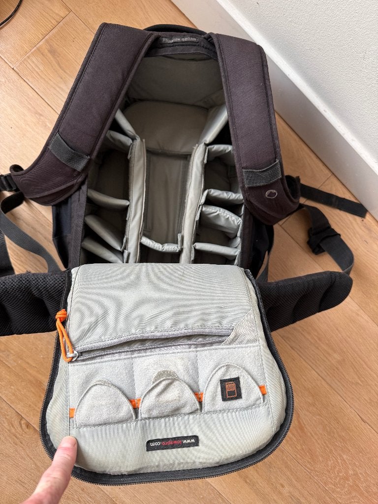 Lowepro Flipside 400 AW fotorugzak met regenhoes, Rugtas, Ophalen of Verzenden, Zwart, Zijvakken