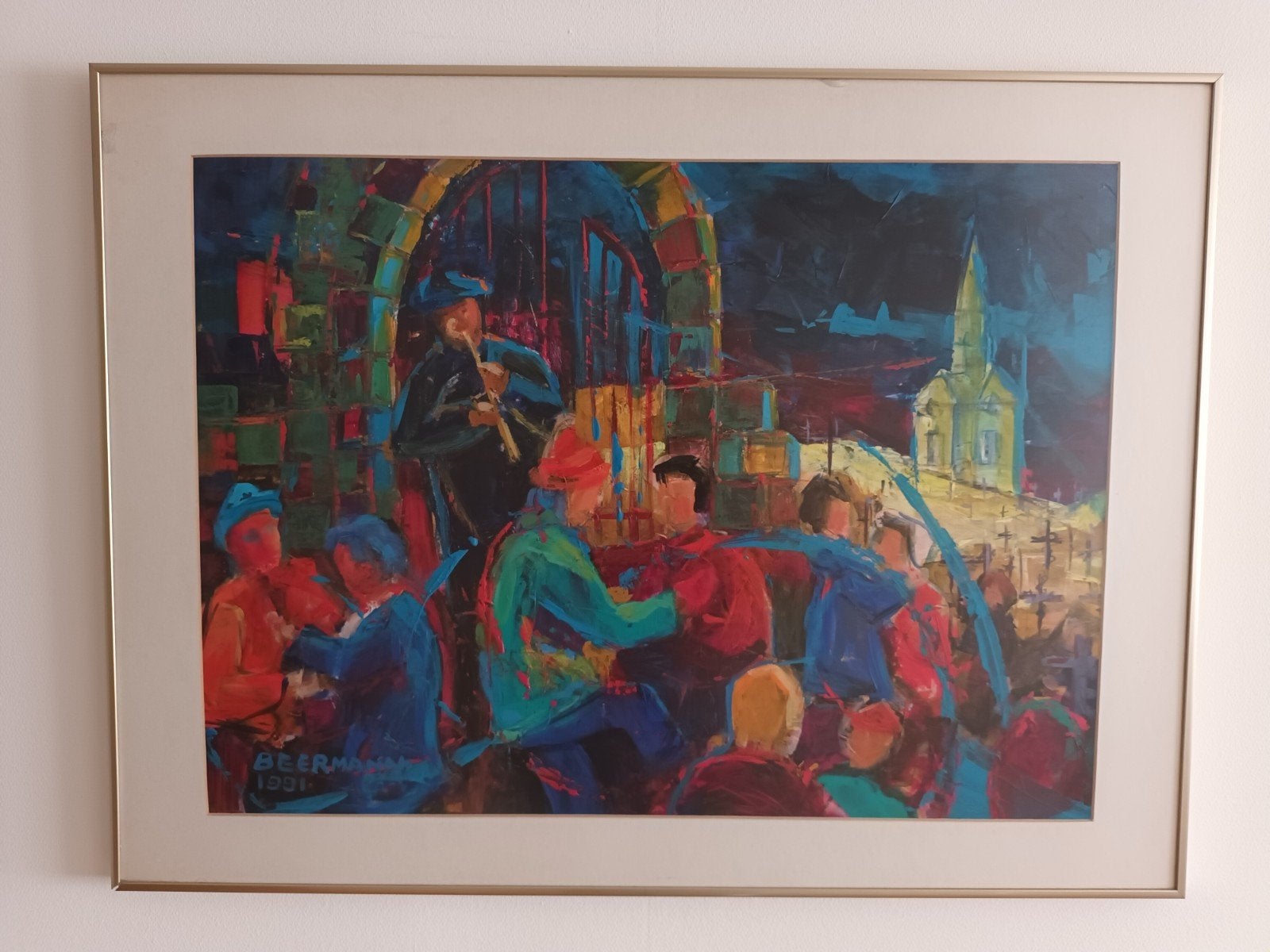 Joop Beermann Kleurrijk Figuratief Schilderij, Ophalen