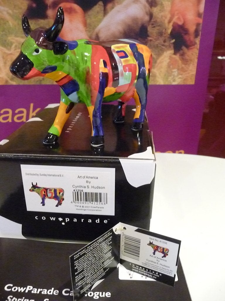 Nieuw Cow Parade koe Art of America medium incl. verzending., Antiek en Kunst, Ophalen of Verzenden, Beeld