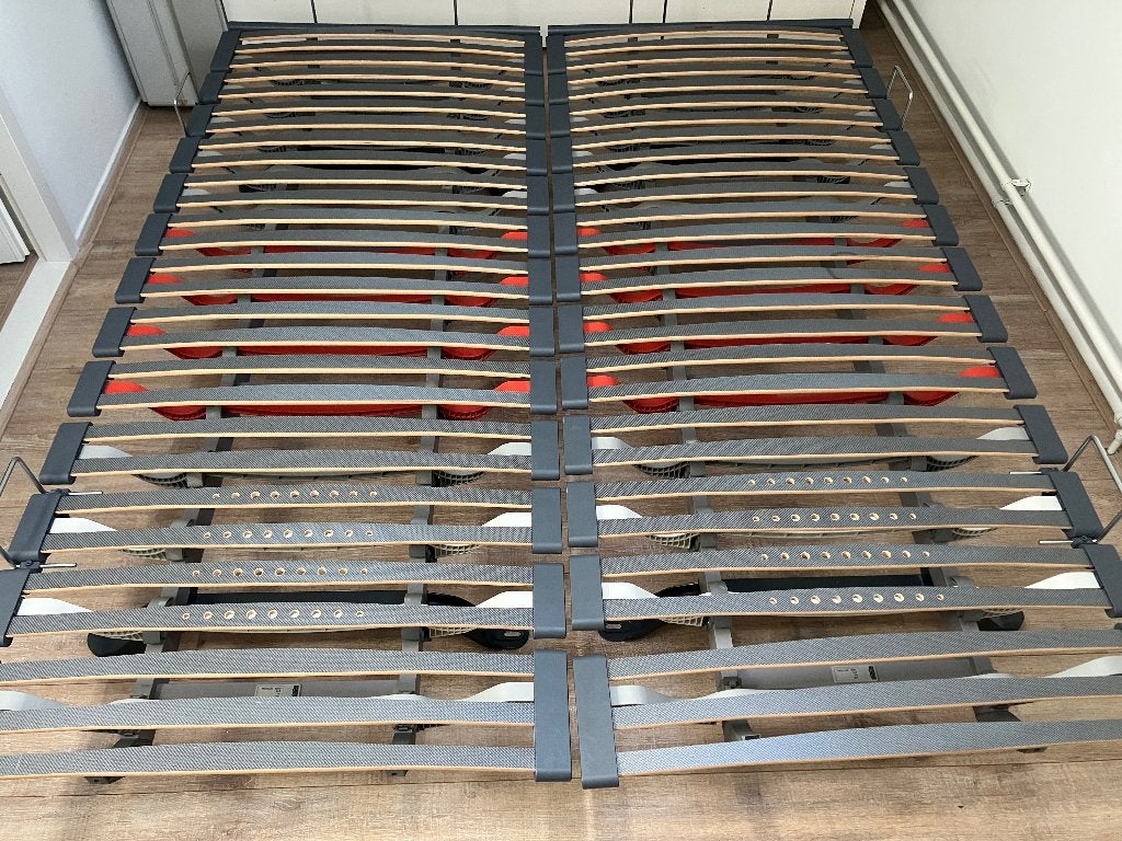 Twee Swissflex lattenbodems - Type 505 - Extra lang 90x210, Ophalen, Gebruikt, 210 cm, Tweepersoons