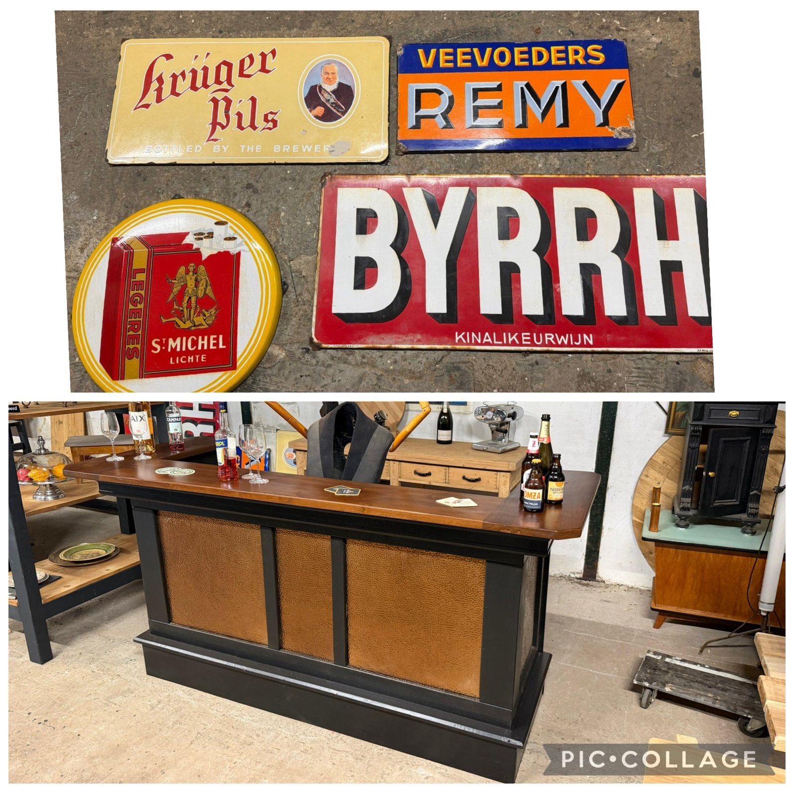 Bar mancave decoratie emaille borden statafel interieur cafe, Ophalen, M, Zo goed als nieuw, M