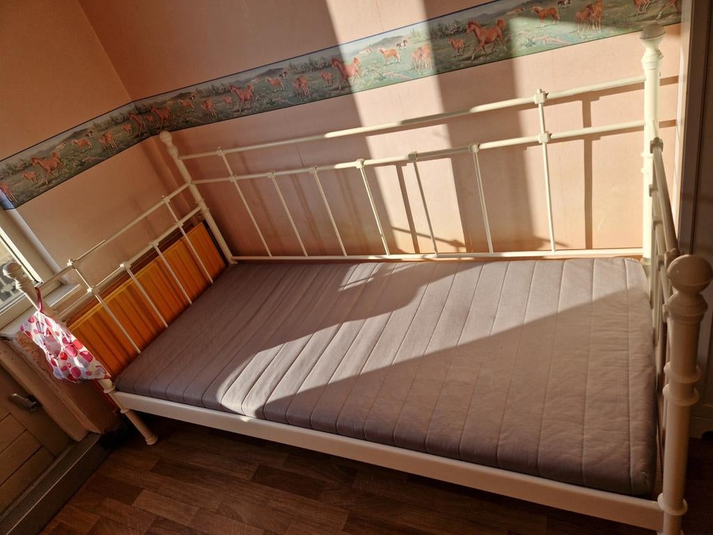 Bedbank inclusief matras, Ophalen, Eenpersoons, Metaal, 100 cm