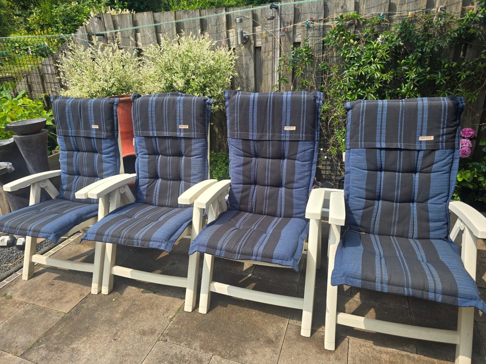 4x Hartman prestige verstelbare tuinstoelen met kussens, Tuin en Terras, Ophalen, Gebruikt, Kunststof, Verstelbaar