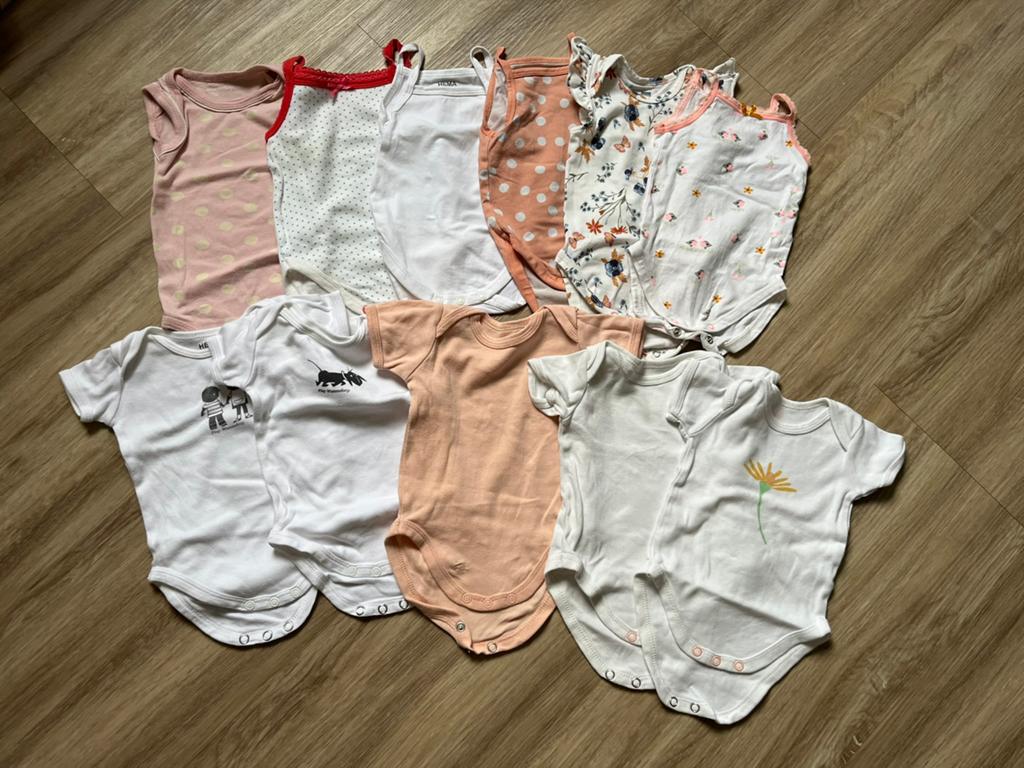 Set babykleding zomer rompers en jurkjes meisje 50/56, Ophalen of Verzenden, Gebruikt, Maat 56