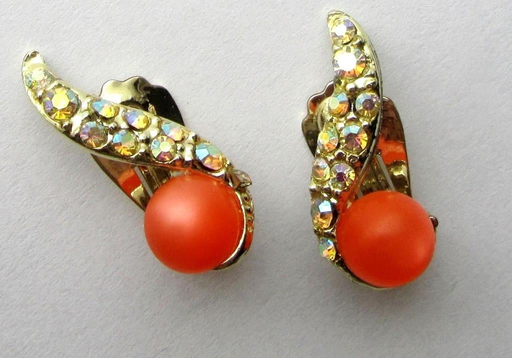 Prachtige Vintage clips oorbellen regenboog Aurora Borealis, Sieraden, Tassen en Uiterlijk, Oorbellen, Verzenden, Zo goed als nieuw
