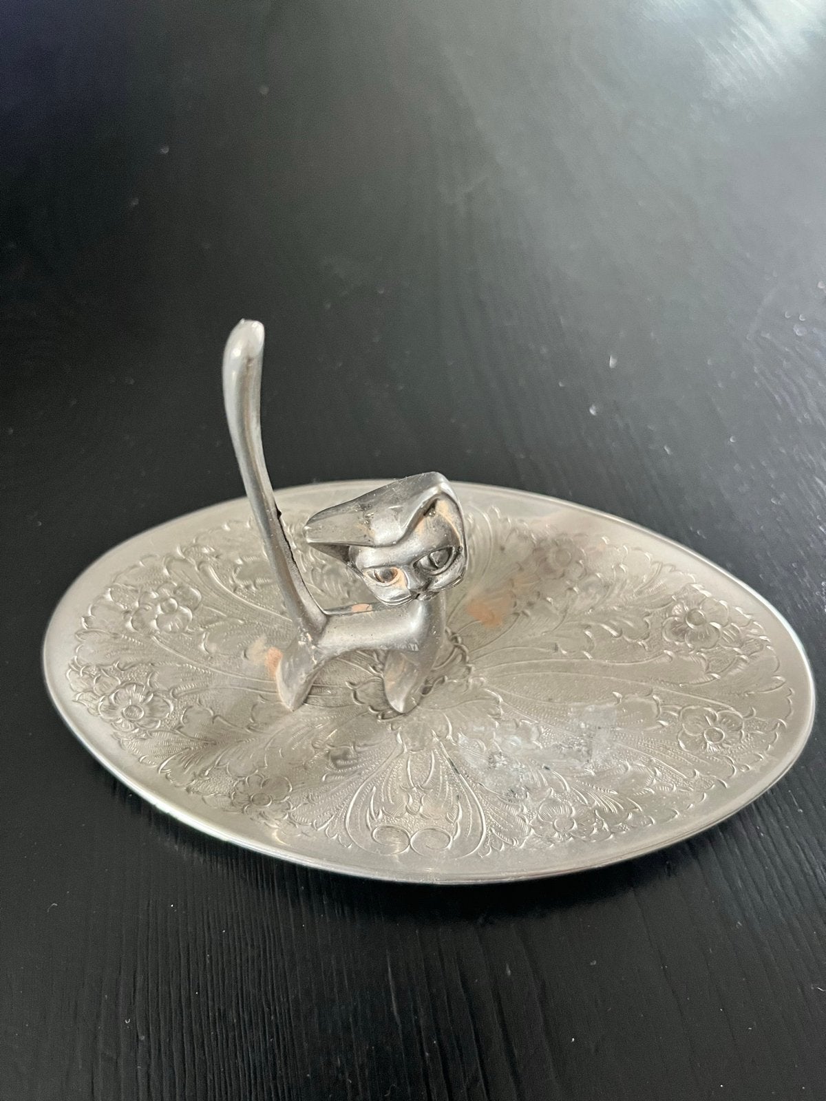 Vintage Zilveren Kat Ringhouder - Seba Made in England, Ophalen of Verzenden, Zilver