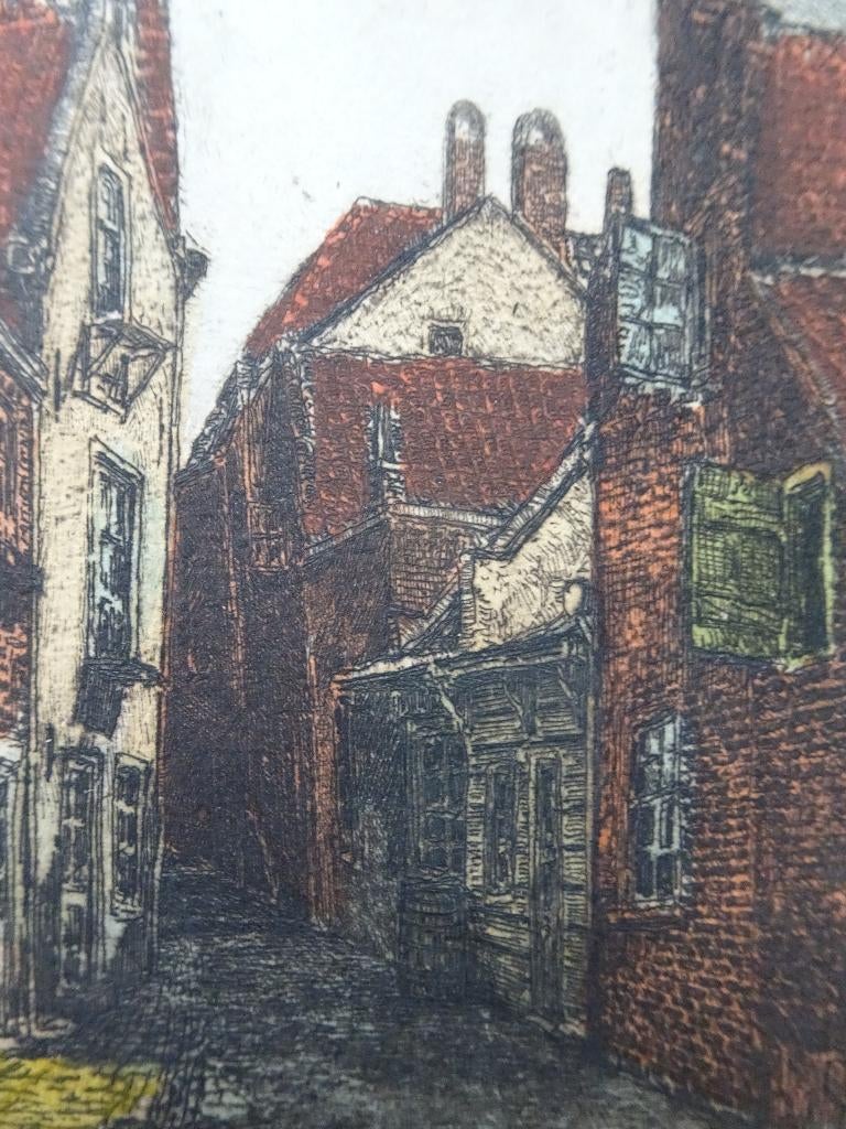 Kleurenets oud straatje Vest Dordrecht O.P. Matthes ca 1910, Verzenden