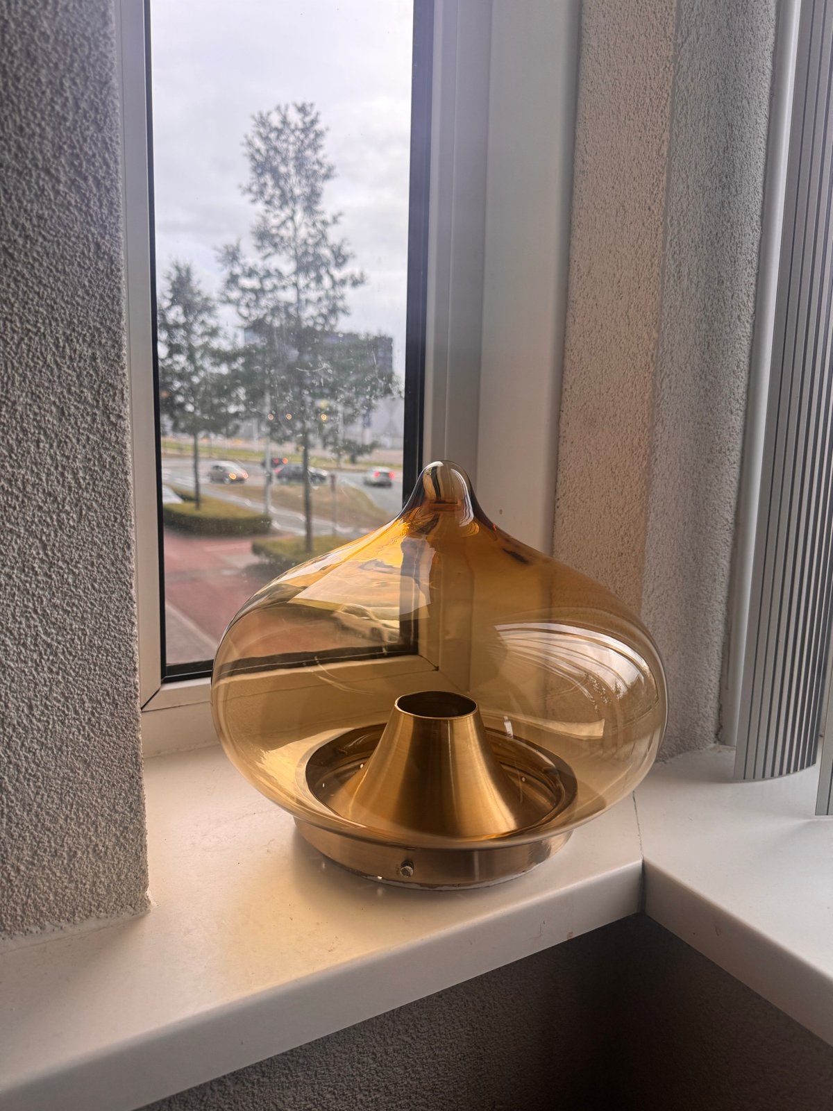 Dijkstra Vintage Rookglas Plafondlamp - Jaren '60/'70, Overige merken, Ophalen of Verzenden, Zo goed als nieuw, Glas