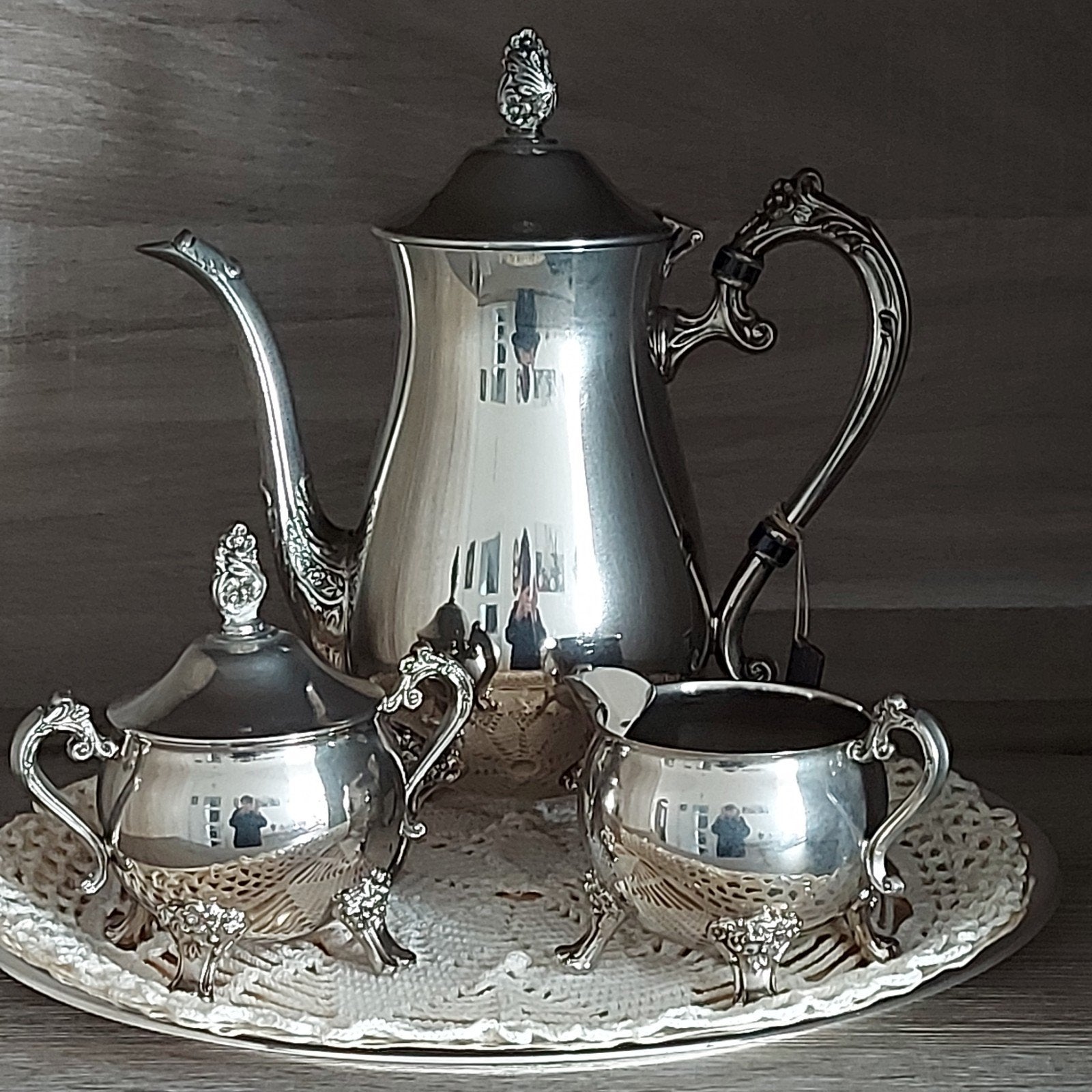 Verzilverd koffieservies 4 delig, Ophalen