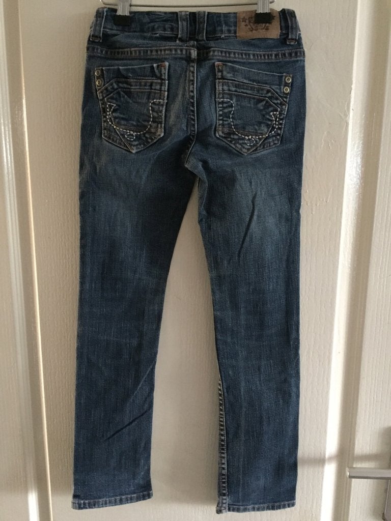 Here and there spijkerbroek 128 (2B21), Kinderen en Baby's, Kinderkleding | Maat 128, Tweedehands verkoop, Gebruikt, Ophalen of Verzenden