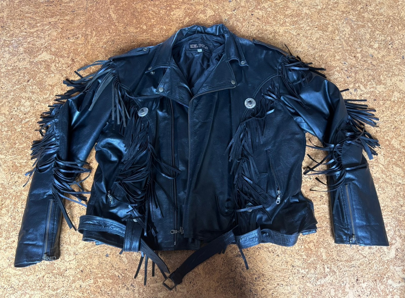 Leren damesjas zwart met kwastjes nieuw van Mel Polo, Ophalen of Verzenden, Zo goed als nieuw, Maat 46/48 (XL) of groter