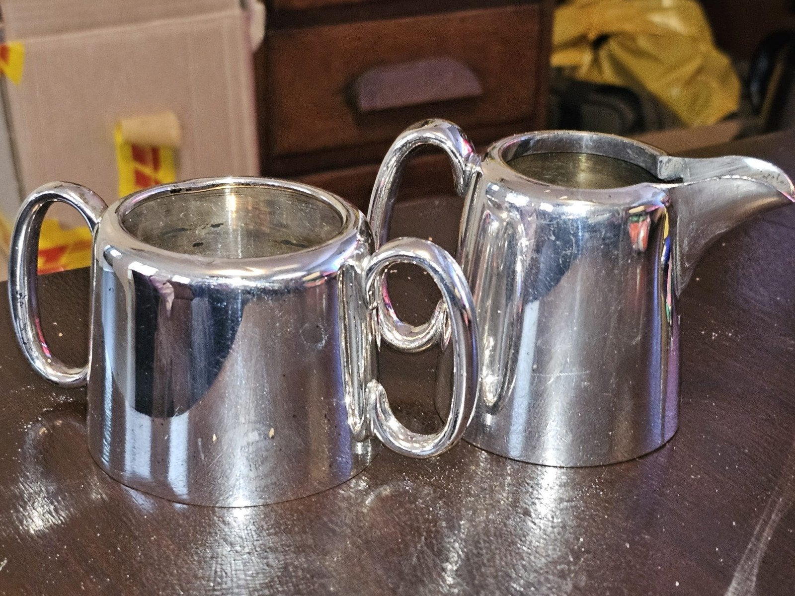 Zilverkleurige Suikerpot en Melkkan Set, Ophalen of Verzenden, Zilver