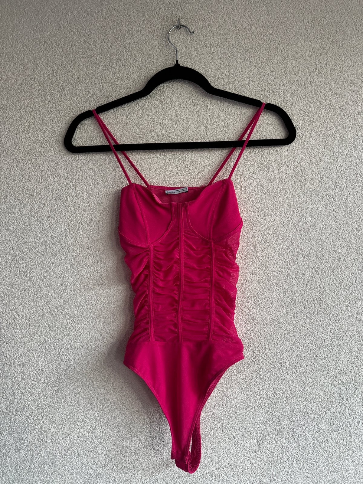 Bershka roze doorschijnende mesh bodysuit, Bershka, Ophalen of Verzenden, Zo goed als nieuw, Roze