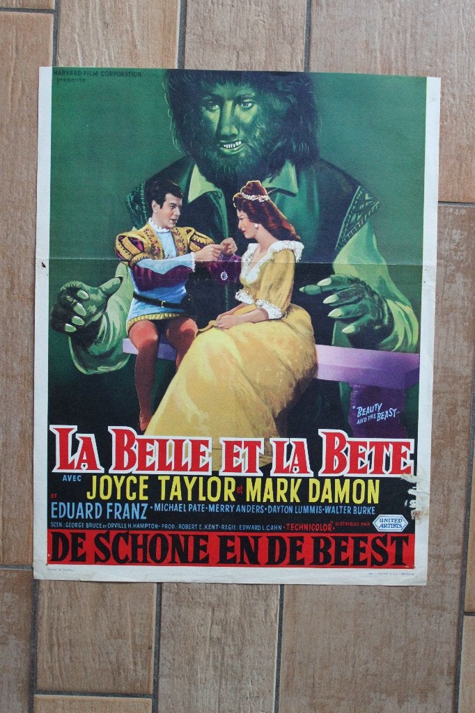 filmaffiche Beauty And The Beast 1962 filmposter, Rechthoekig Staand, Ophalen of Verzenden, Zo goed als nieuw, A1 t/m A3